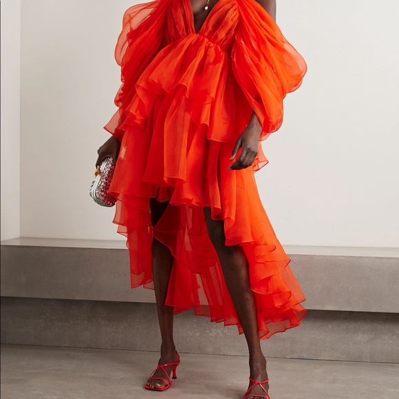 ZIMMERMAN Natura Tranquility Gather Mini Silk Dress Tomato Red size 0 - Picture 3 of 4